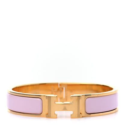 Hermes Enamel Narrow Clic Clac H Bracelet PM Rose Dragee 1 of 4