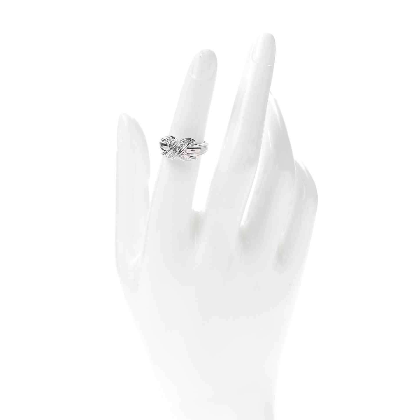 18K White Gold Diamond Signature X Ring 49 5