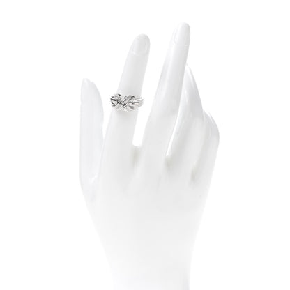Tiffany 18K White Gold Diamond Signature X Ring 49 5 2 of 4