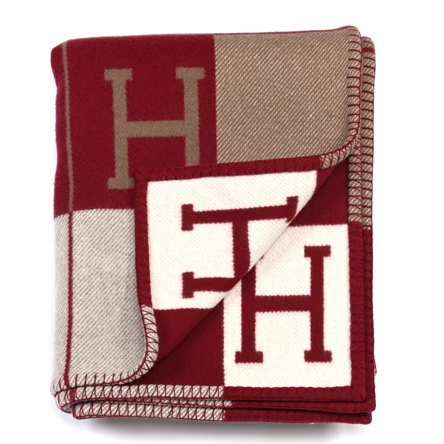 Wool Cashmere Avalon III Blanket Ecru Rouge H