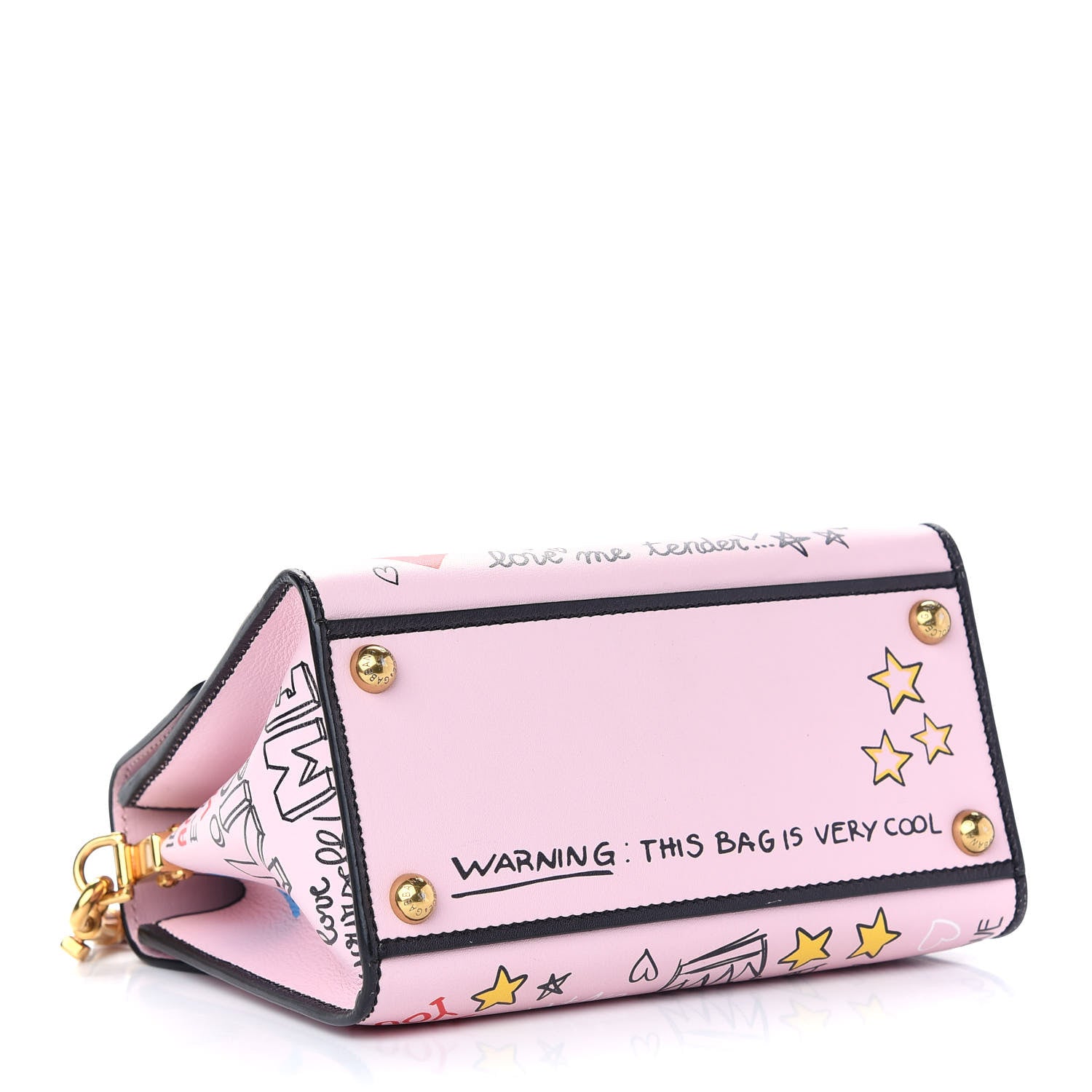 Dolce & Gabbana Calfskin Graffiti Printed Welcome Satchel Pink Black 4 of 8