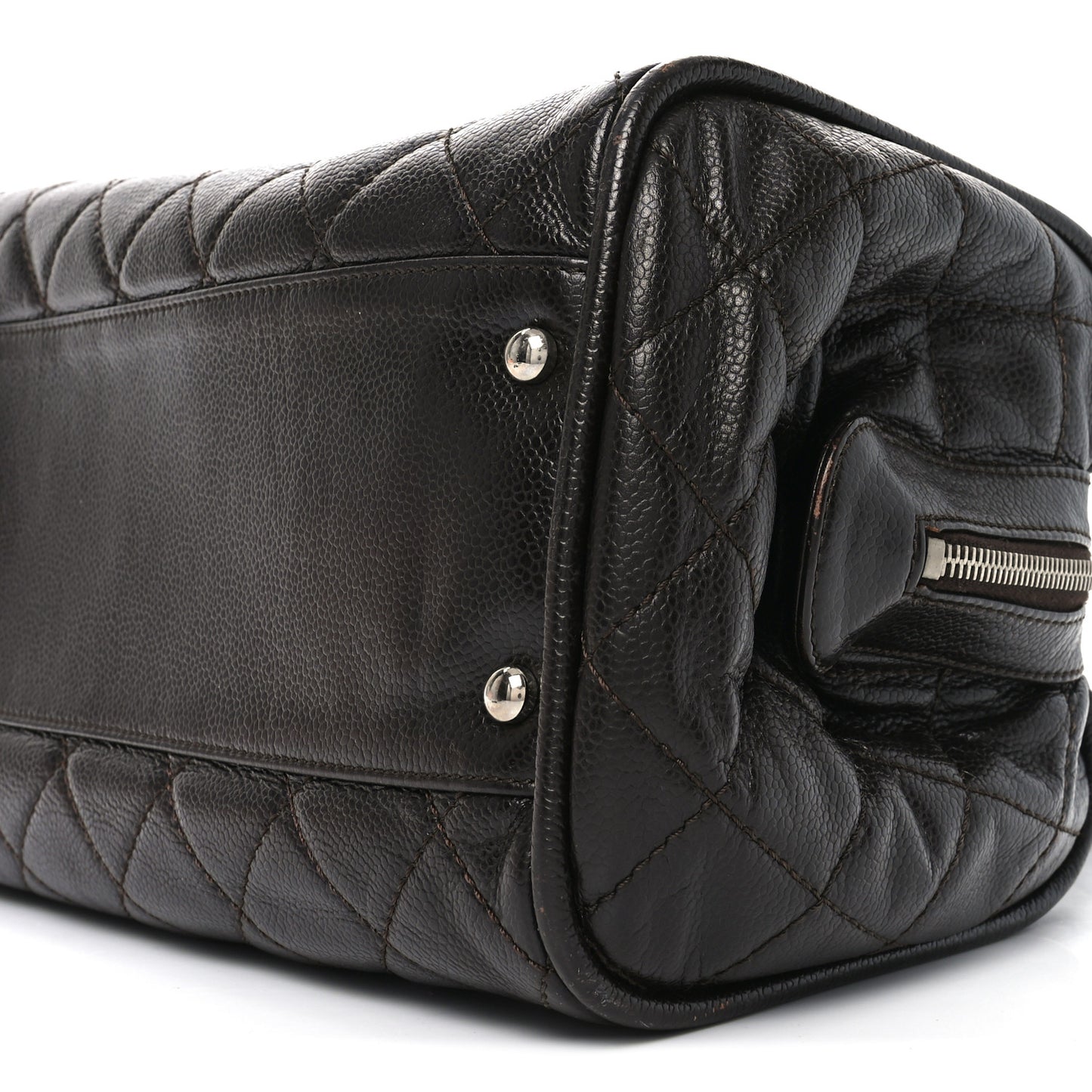 Caviar Quilted CC Timeless Bowler Dark Brown