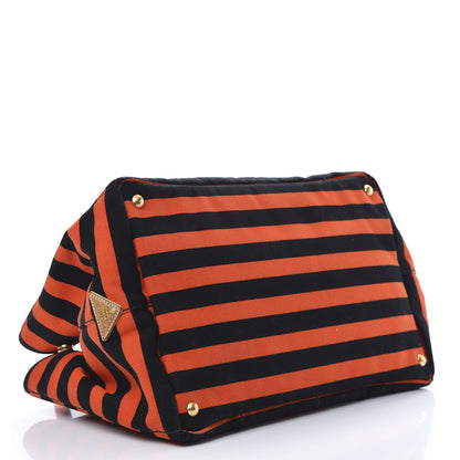 Prada Canapa Striped Tote Arancio 4 of 10