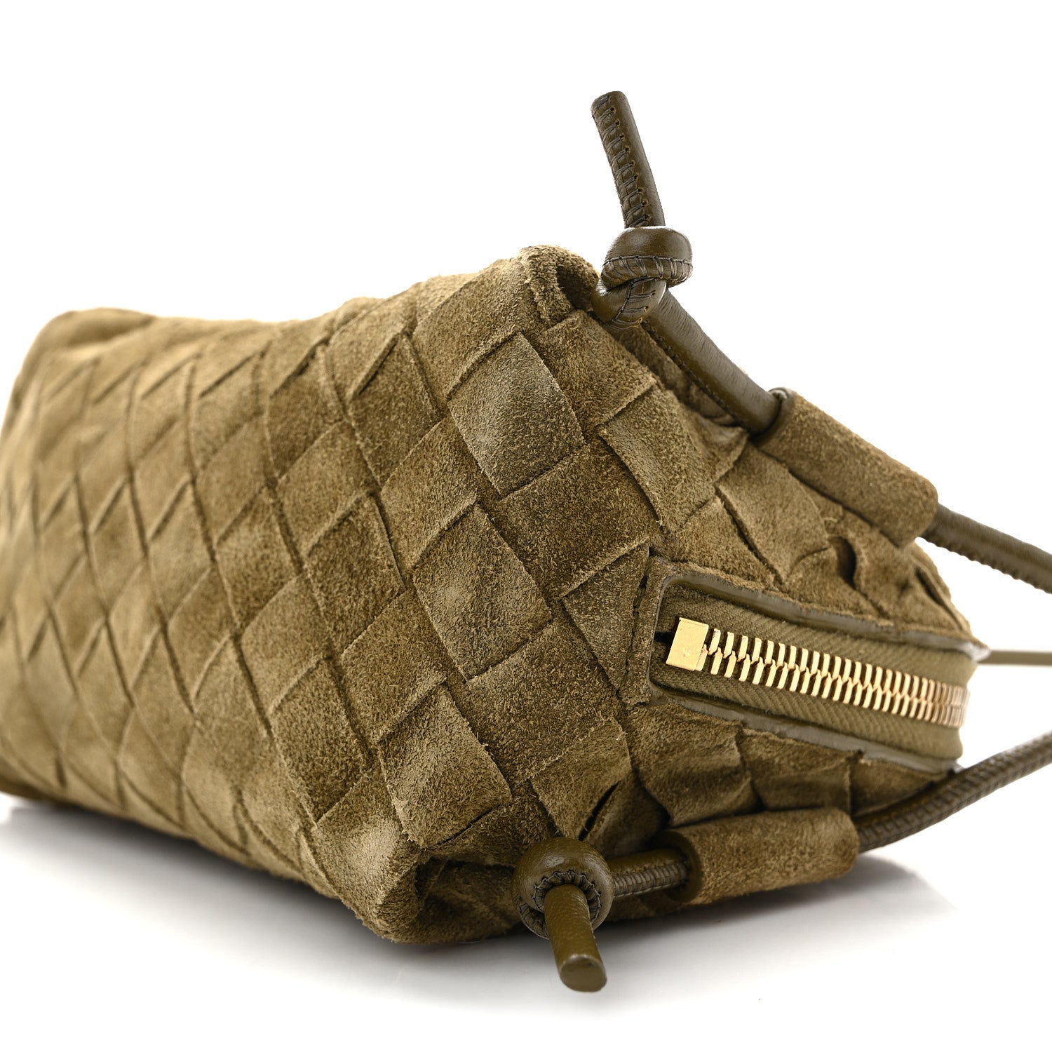 Bottega Veneta Suede Intrecciato Concert Pouch Mud 10 of 11