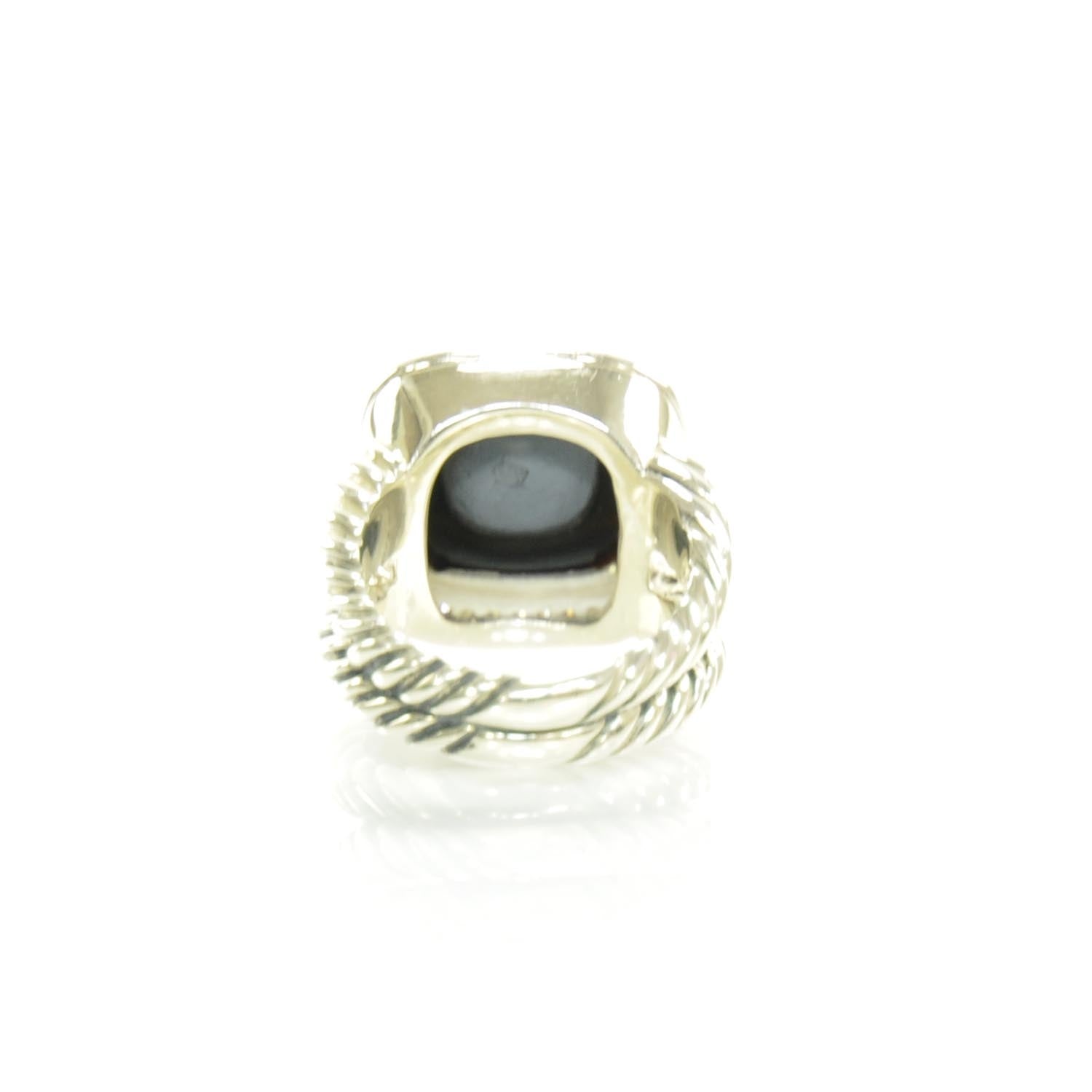 David Yurman Sterling Silver Diamond Black Onyx 14mm Albion Ring 54 7 3 of 6