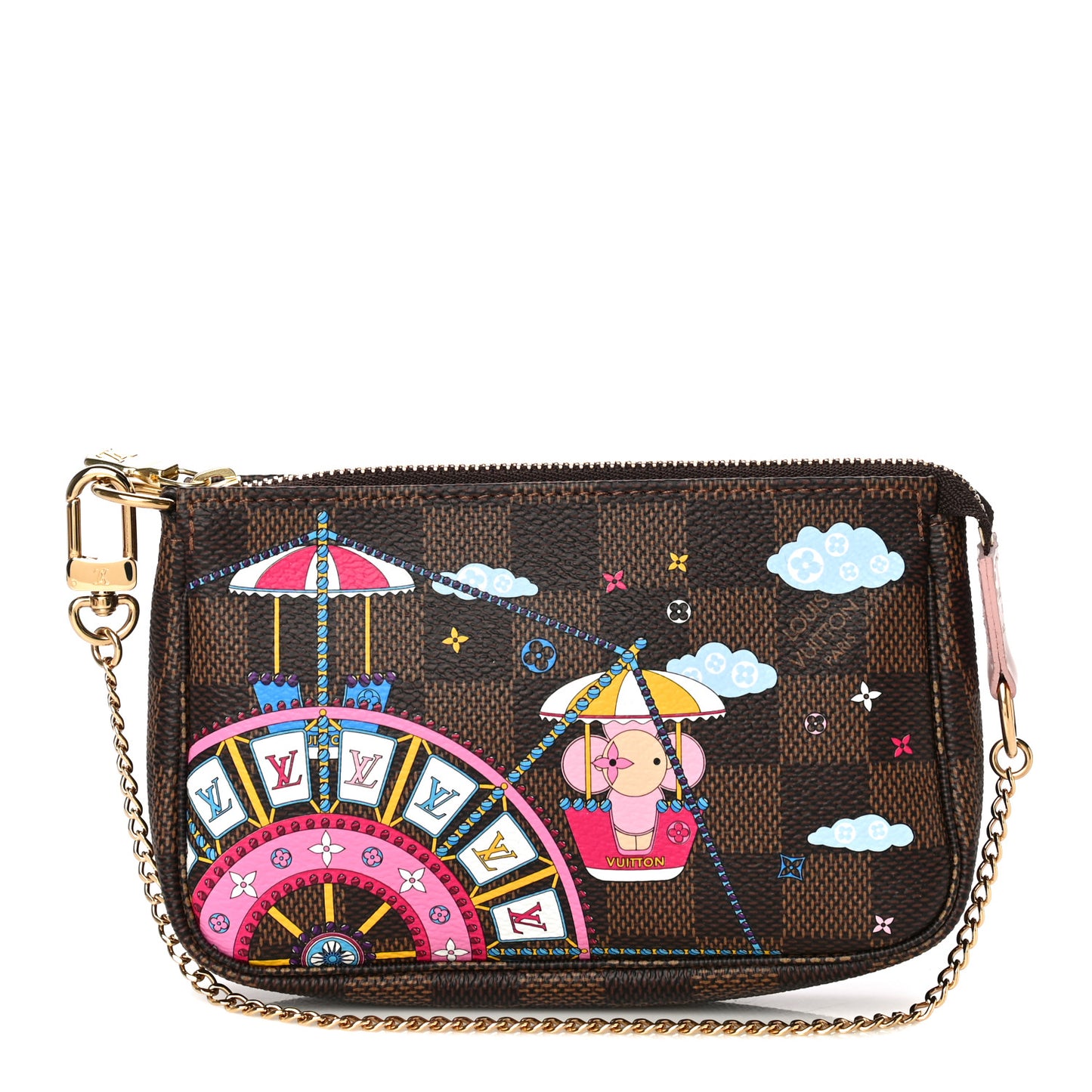 Damier Ebene 2020 Christmas Animation Big Wheel Mini Pochette Accessories Rose Ballerine