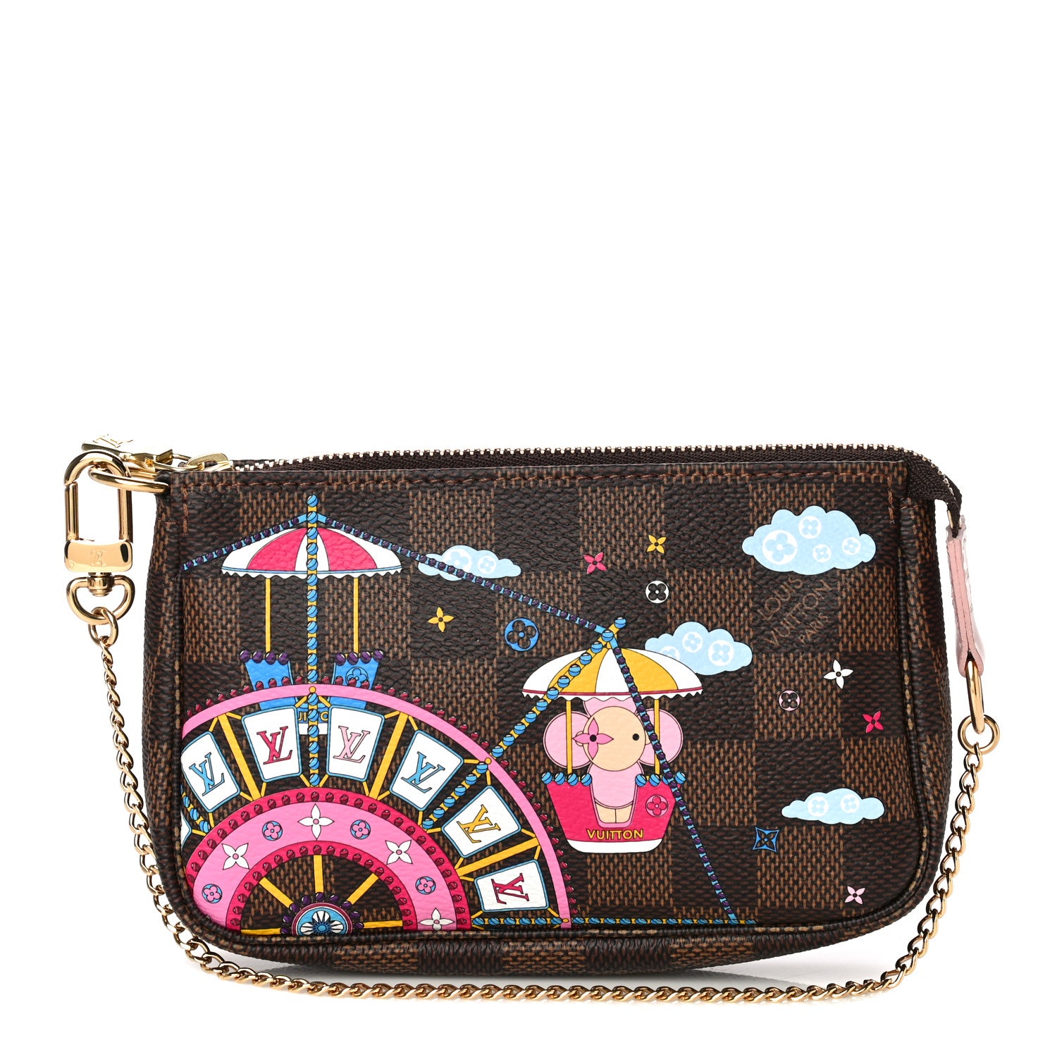 Louis Vuitton Damier Ebene 2020 Christmas Animation Big Wheel Mini Pochette Accessories Rose Ballerine 1 of 11