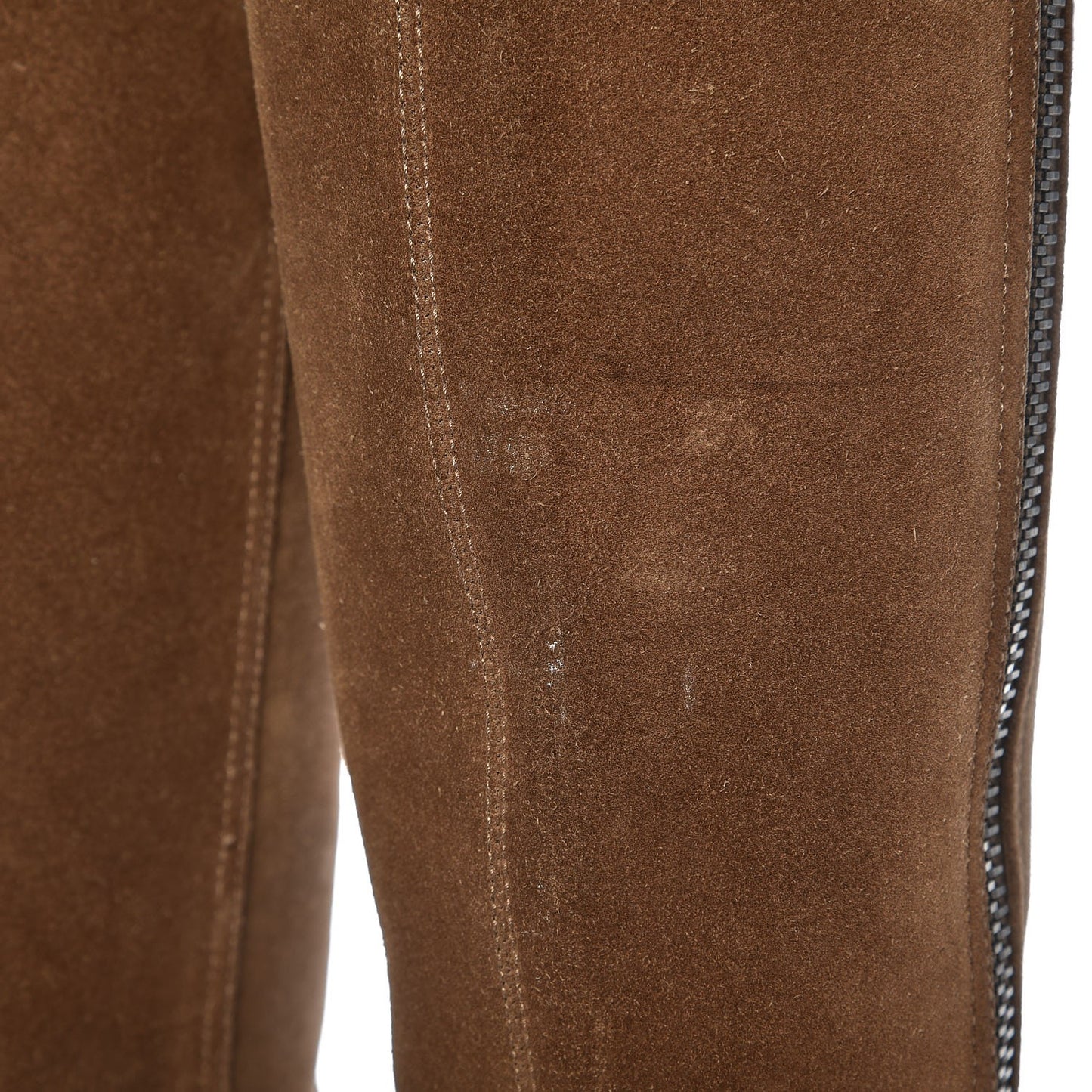Suede Zip Knee High Boots 38 Natural