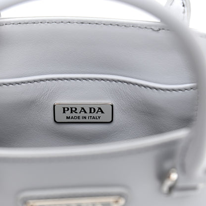 Prada Spazzolato Metal Triangle Logo Small Double Handle Crossbody Tote Fiordaliso 6 of 11