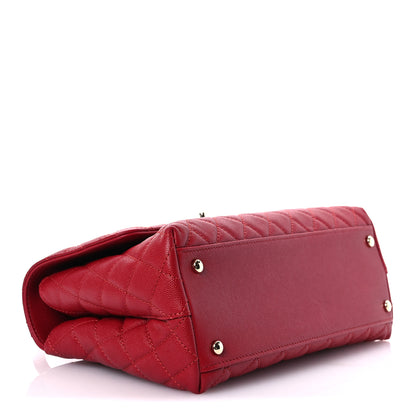 Chanel Caviar Quilted Small Coco Handle Flap Red 4 of 10