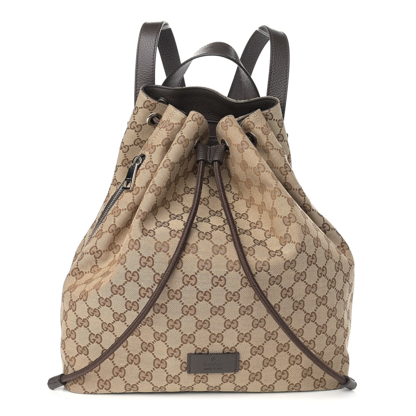 Monogram Dollar Calfskin O Drawstring Backpack Beige Ebony Testa di Moro Dark Chocolate