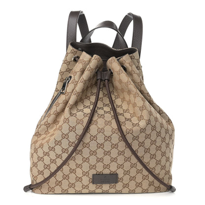Gucci Monogram Dollar Calfskin O Drawstring Backpack Beige Ebony Testa di Moro Dark Chocolate 1 of 9