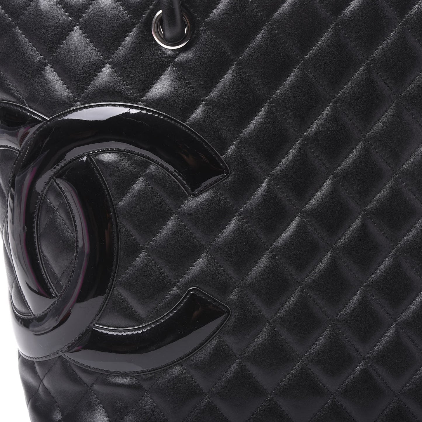 Calfskin Quilted Large Cambon Tote Black