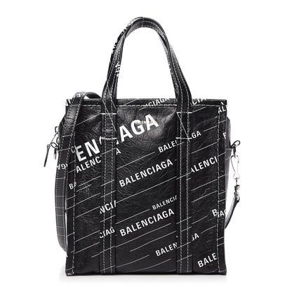Balenciaga Agneau Arena Logo Multicolor Print XS Bazar Shopper Tote Black White 1 of 9