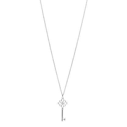 Tiffany Sterling Silver Diamond Knot Key Pendant Necklace 1 of 6
