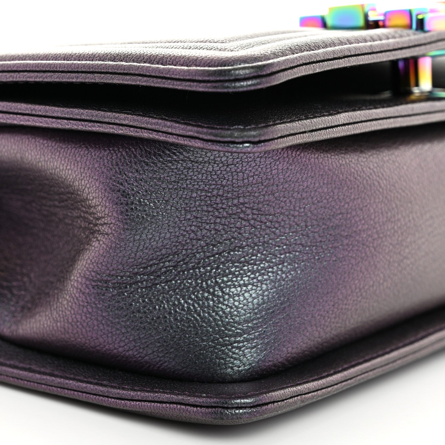 Chanel Iridescent Goatskin Quilted Small Boy Flap Purple 10 of 10