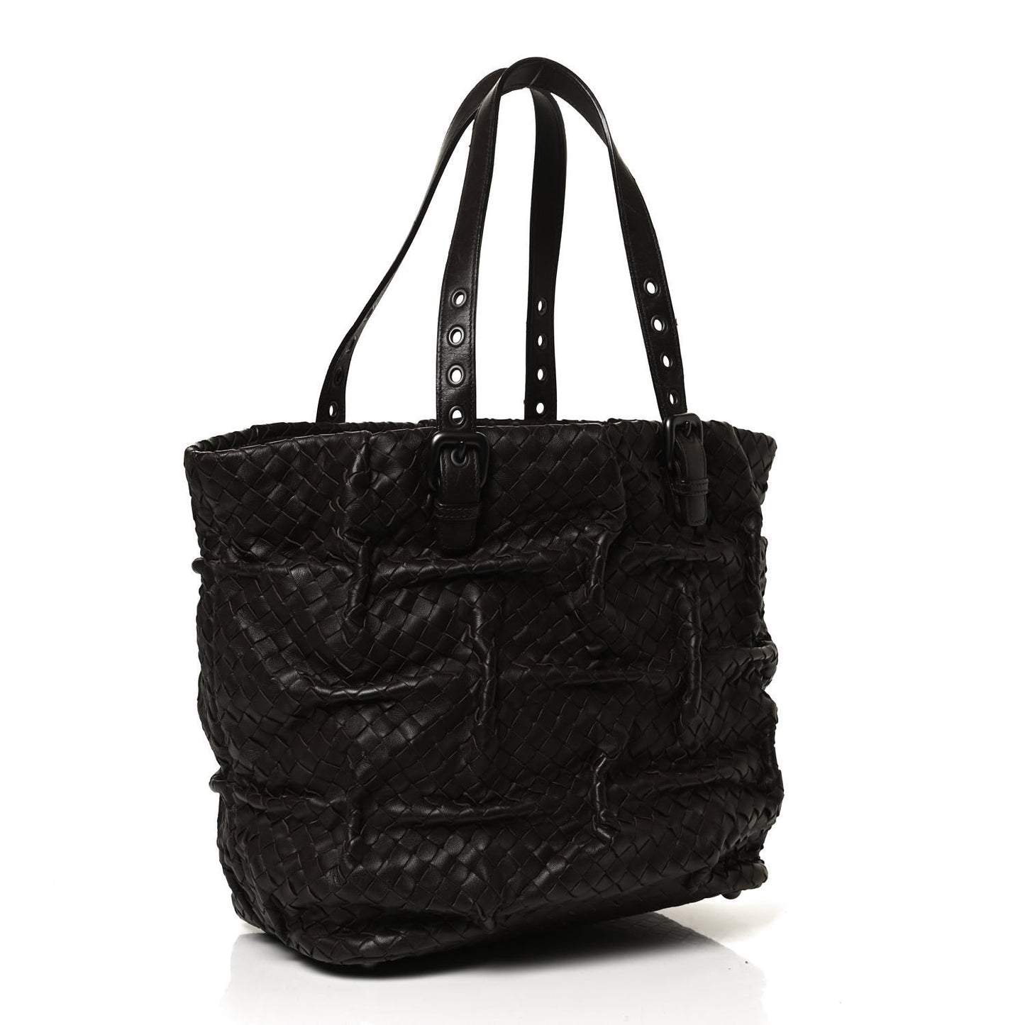 Nappa Intrecciato Pleated Tote Ebano