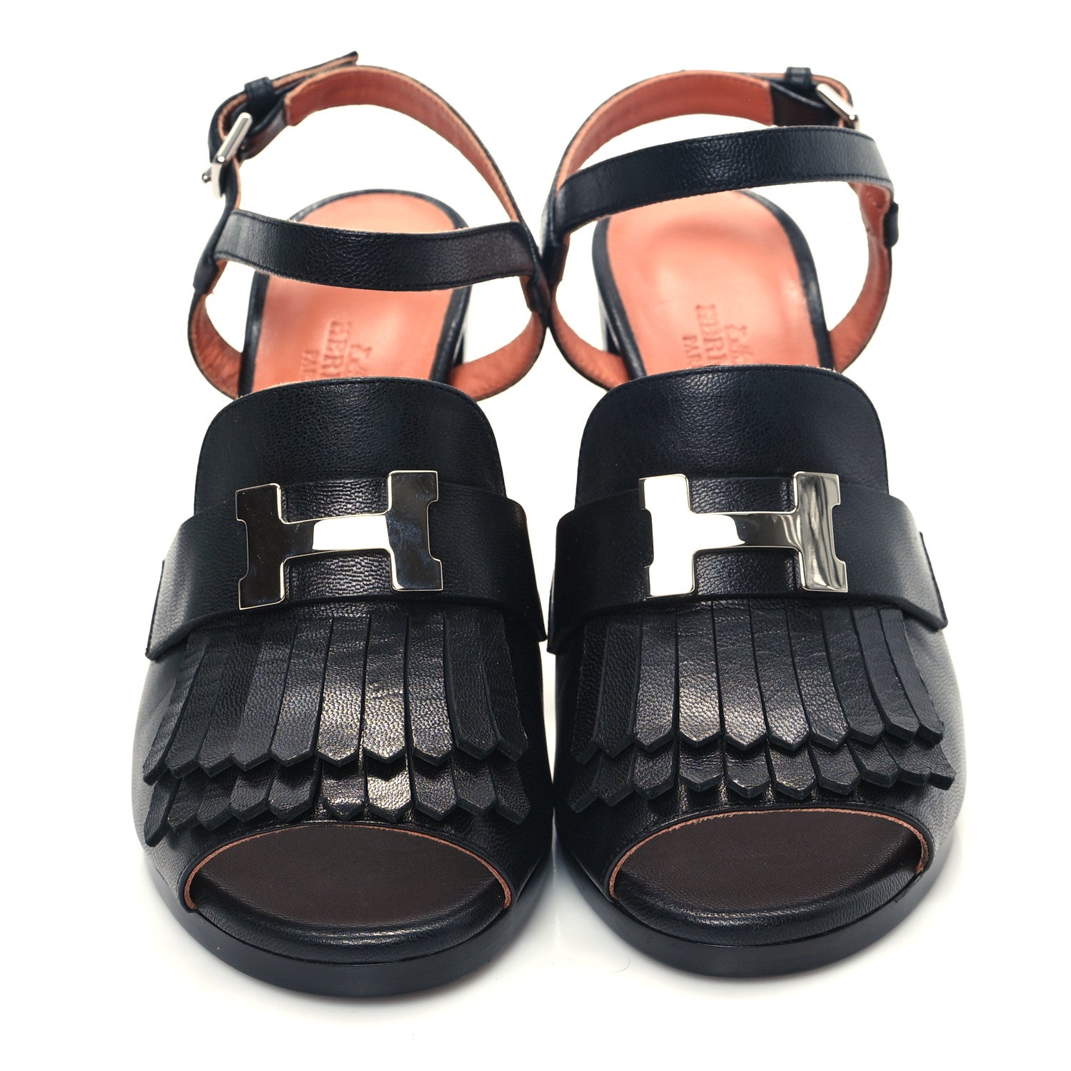 Hermes Goatskin Alesia Sandals 37 Black 3 of 10