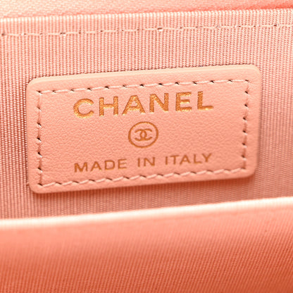 Chanel Caviar Camellia Embossed Zip Coin Purse Light Pink 6 of 7