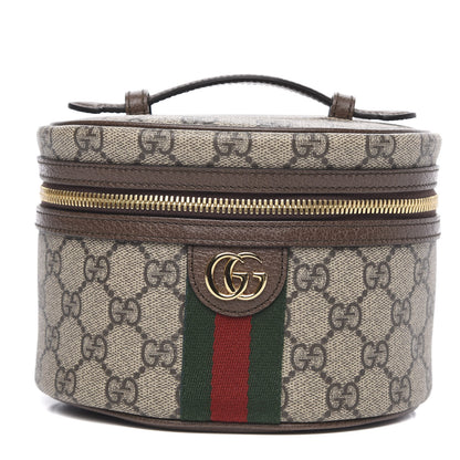 Gucci GG Supreme Monogram Textured Calfskin Web Ophidia Vanity Cosmetic Case Beige Ebony New Acero 1 of 11