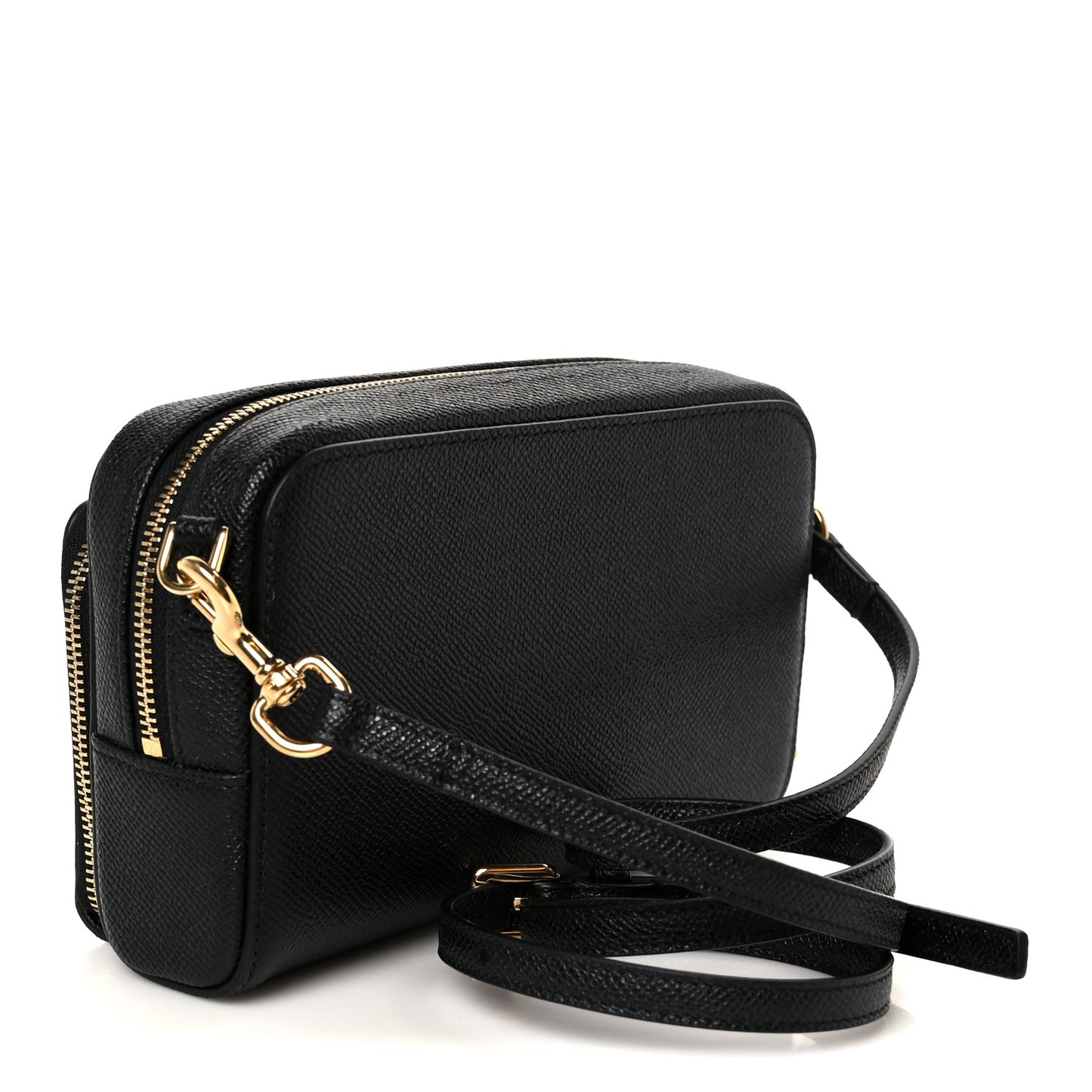 Grained Calfskin Caro Double Pouch Black