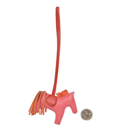 Hermes Milo Lambskin Grigri Rodeo Bag Charm PM Rose Azalee Orange Poppy Rouge Indien 2 of 5