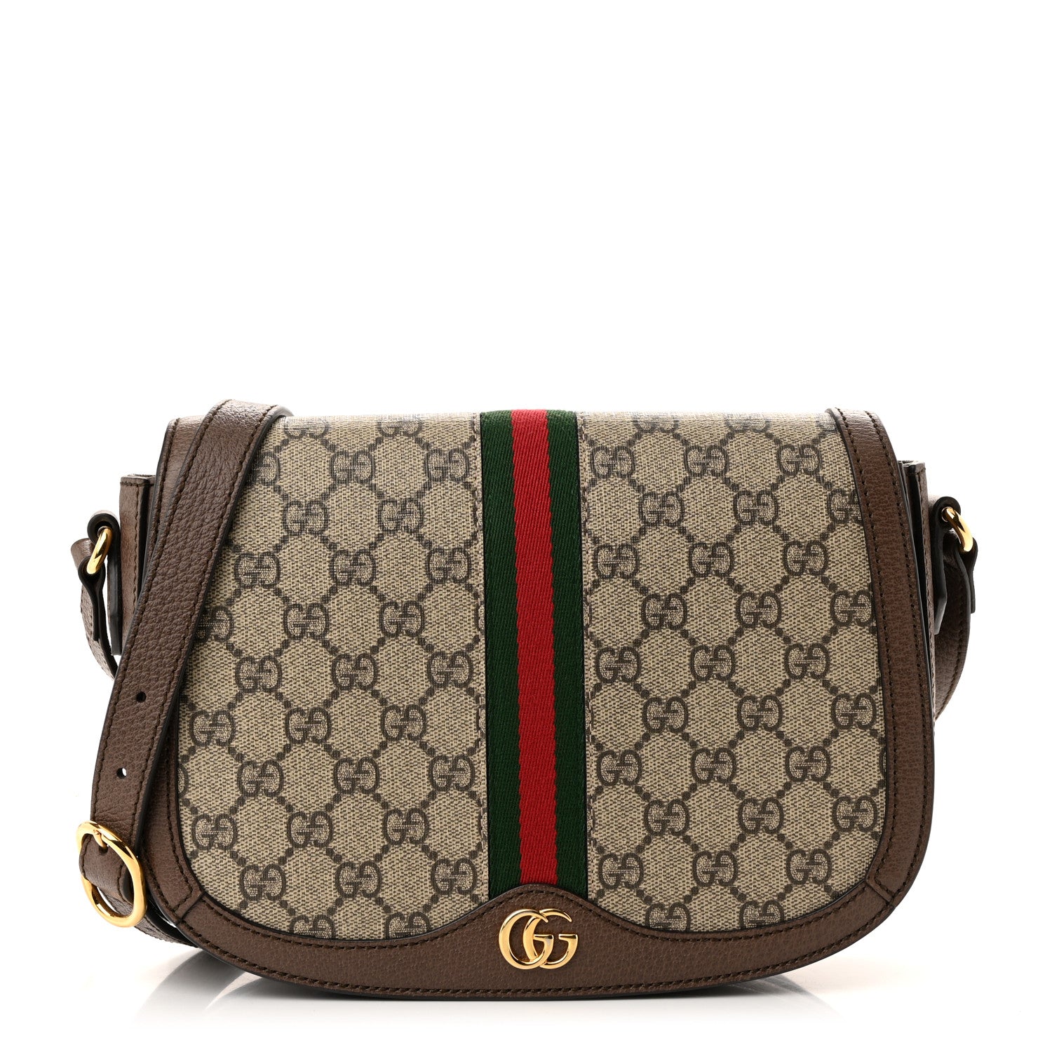 Gucci GG Supreme Monogram Web Small Ophidia Flap Messenger Bag Brown 1 of 11
