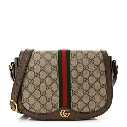 Gucci GG Supreme Monogram Web Small Ophidia Flap Messenger Bag Brown 1 of 11
