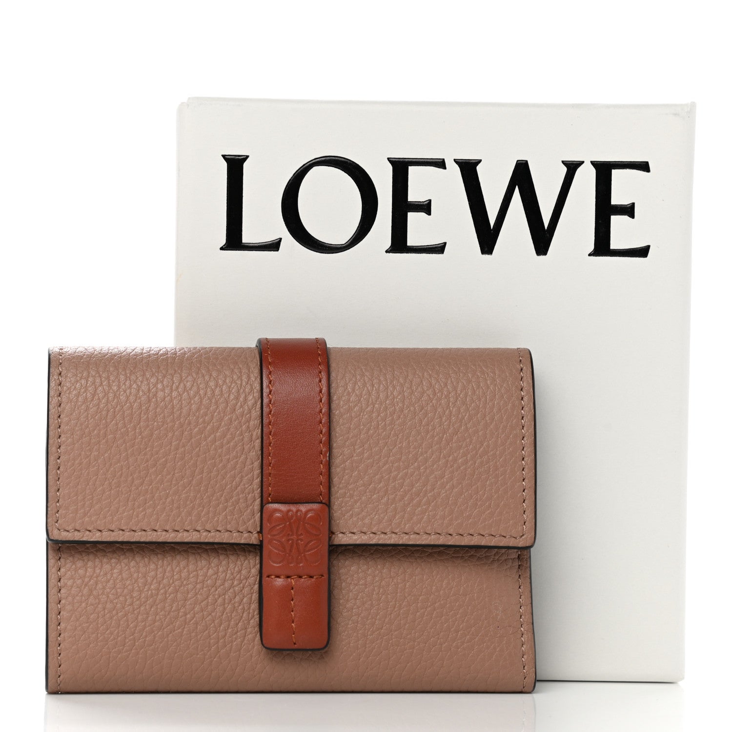 Loewe Grained Calfskin Small Vertical Wallet Dark Blush Dark Olive 11 of 11