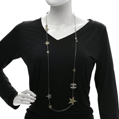 Chanel Crystal Star CC Long Necklace Silver 2 of 9