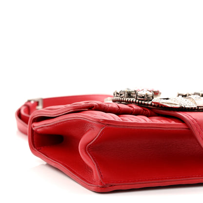 Miu Miu Nappa Matelasse Madras Crystal Embellished Shoulder Bag Fuoco 9 of 10