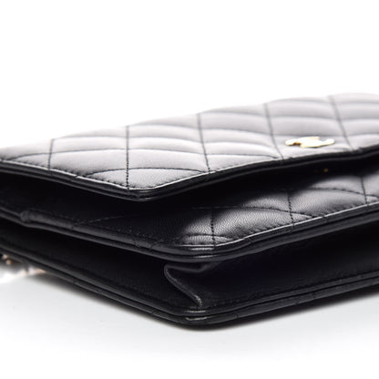 Chanel Lambskin Quilted Wallet On Chain WOC Black 5 of 11