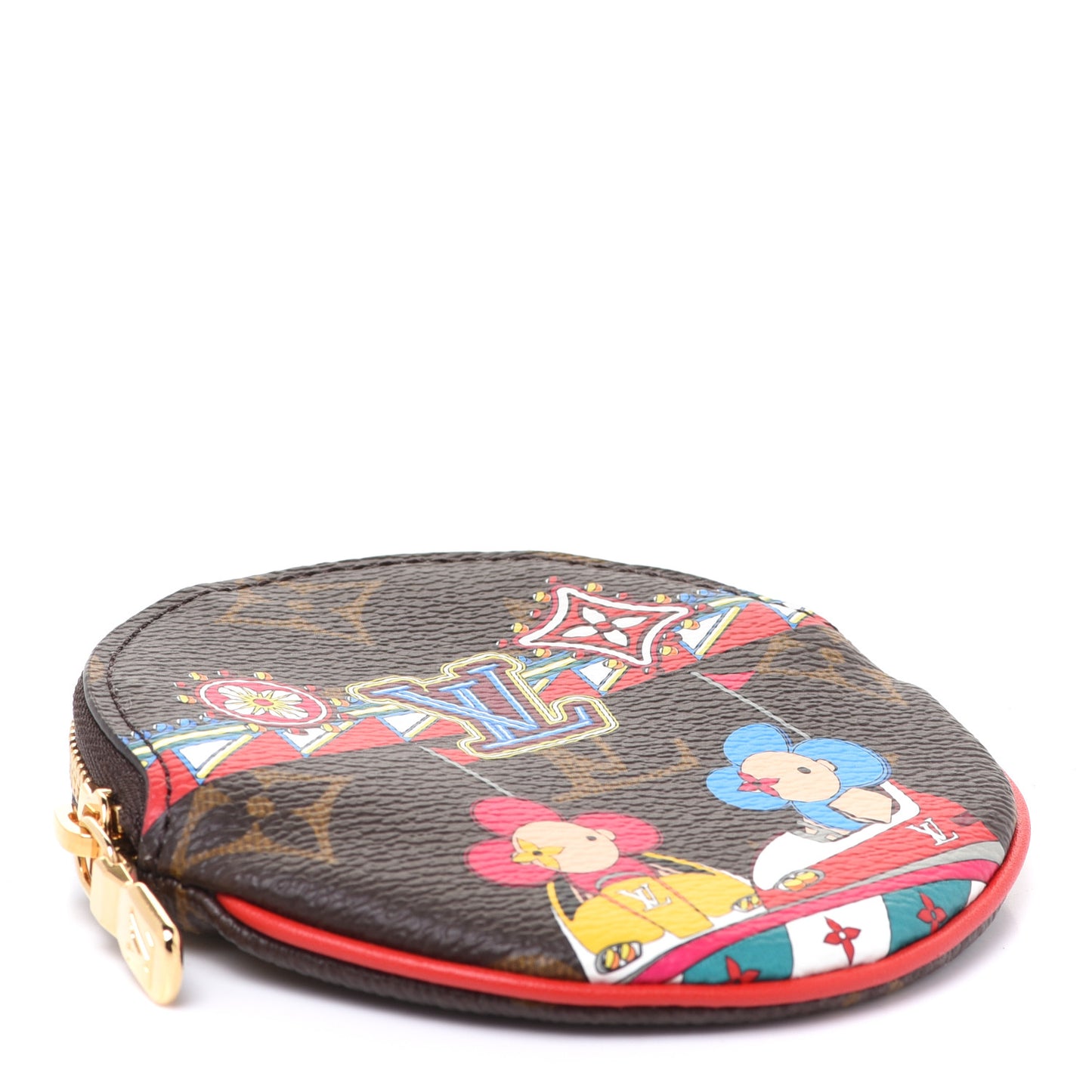 Monogram 2020 Christmas Animation Bumper Cars Round Coin Purse Coquelicot