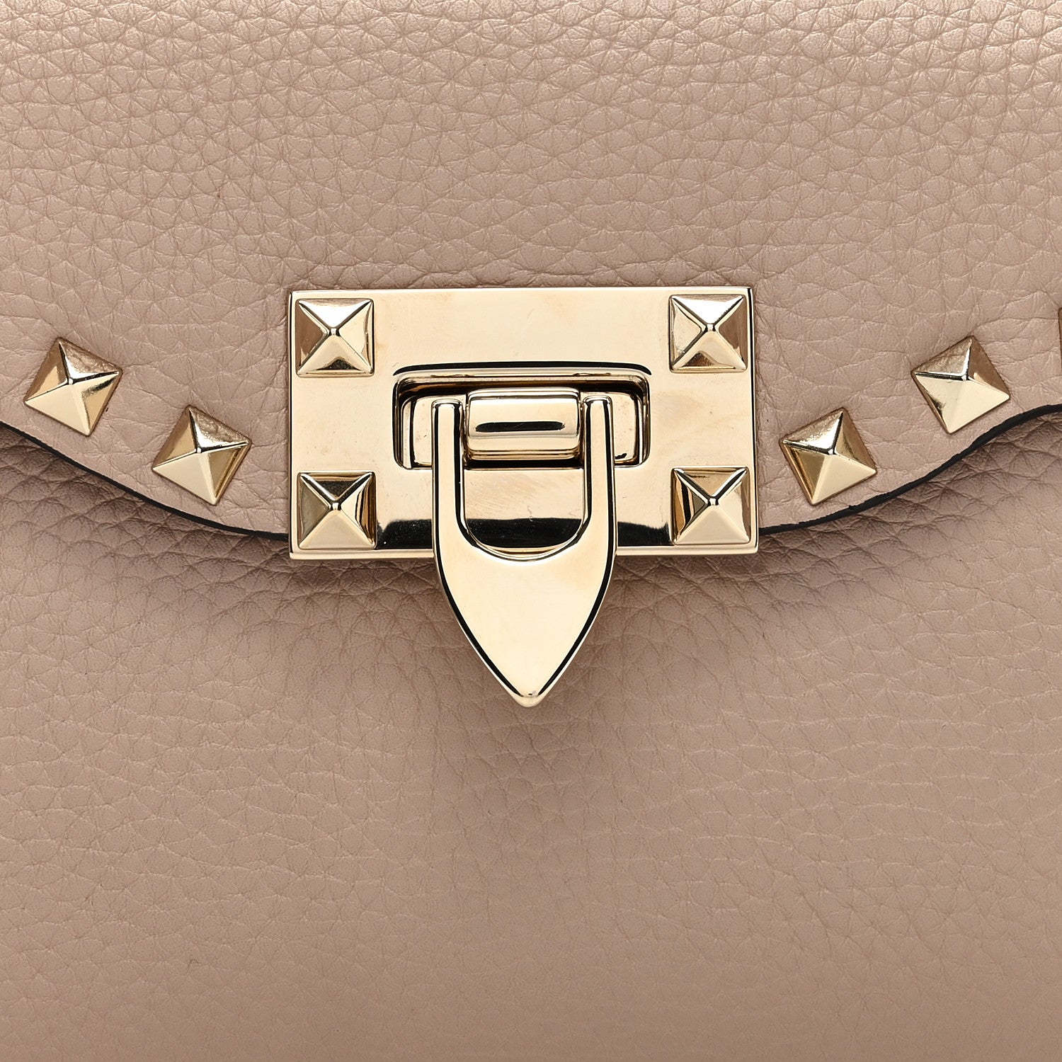 Valentino Garavani Pebbled Calfskin Rockstud Flip Lock Shoulder Bag Poudre 7 of 11