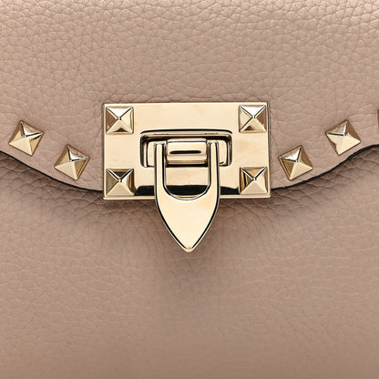 Valentino Garavani Pebbled Calfskin Rockstud Flip Lock Shoulder Bag Poudre 7 of 11