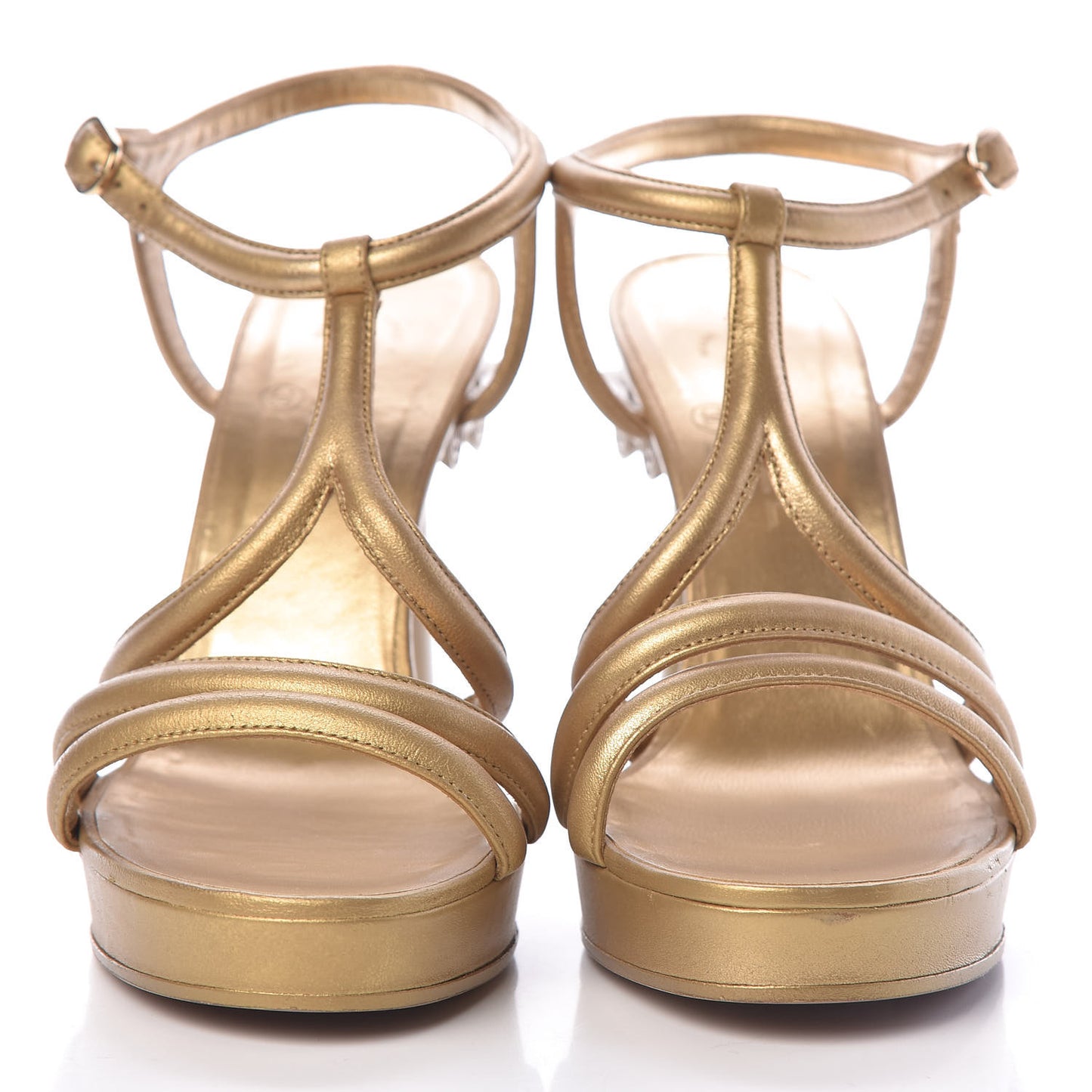 Laminated Lambskin Parthenon Platform Sandals 40.5 Gold
