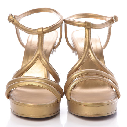 Chanel Laminated Lambskin Parthenon Platform Sandals 40.5 Gold 2 of 15