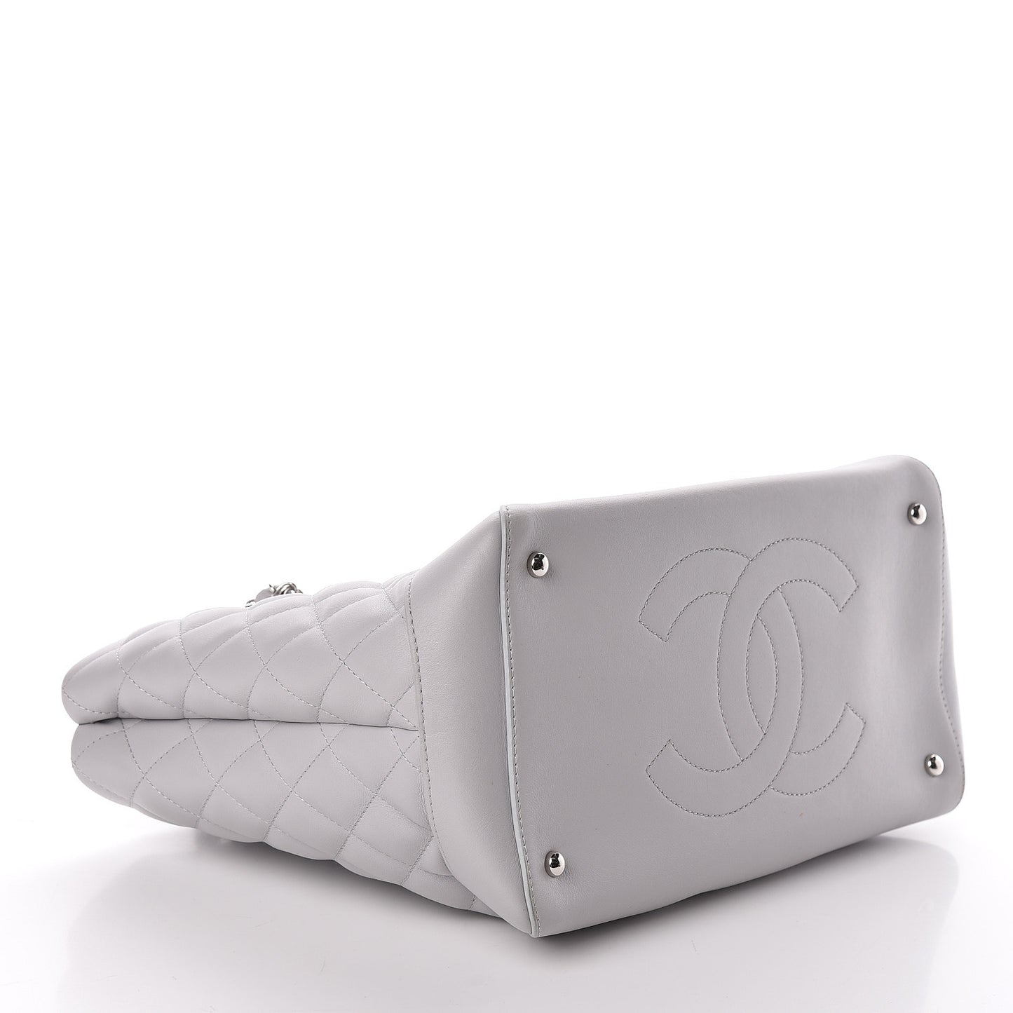 Calfskin Quilted Small Easy Shopping Tote Grey