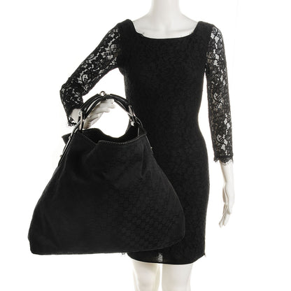 Gucci Monogram Large Horsebit Chain Hobo Black 2 of 9