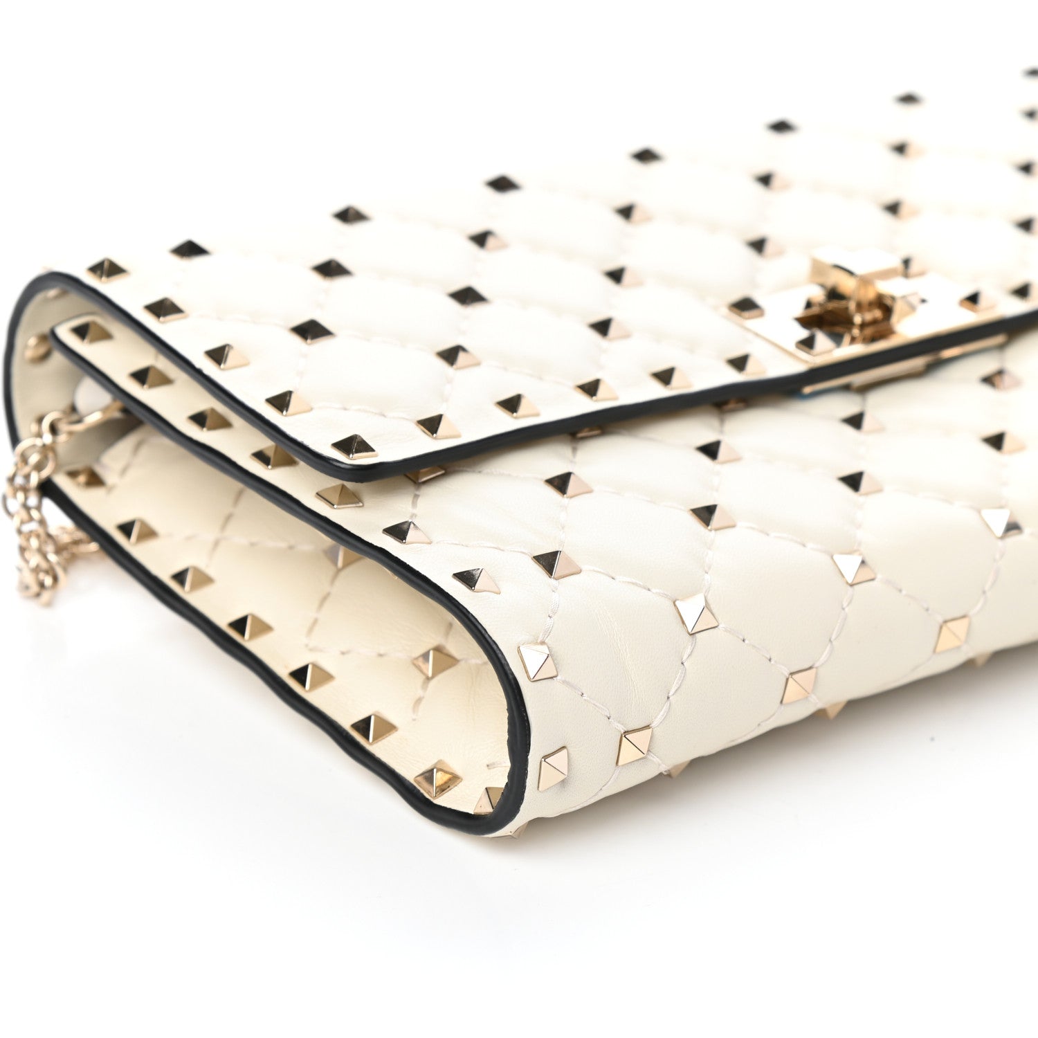 Valentino Garavani Nappa Rockstud Spike Wallet on Chain Light Ivory 8 of 9