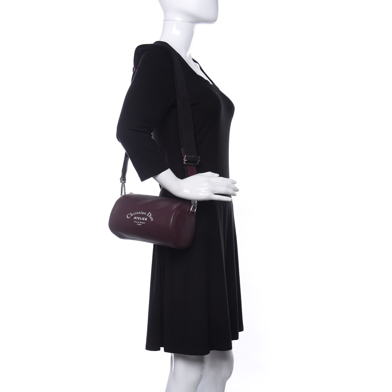 Christian Dior HOMME Grained Calfskin Mens Roller Pouch Burgundy 2 of 9