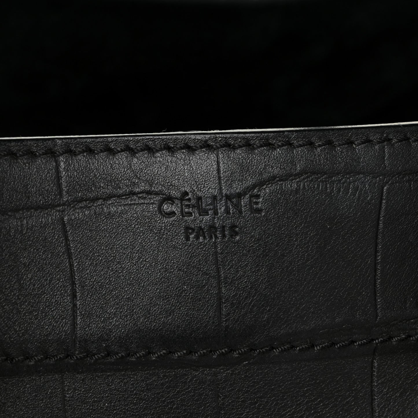 Crocodile Embossed CELINE Calfskin Crocodile Embossed Medium Phantom Luggage Black Medium Phantom Luggage Black