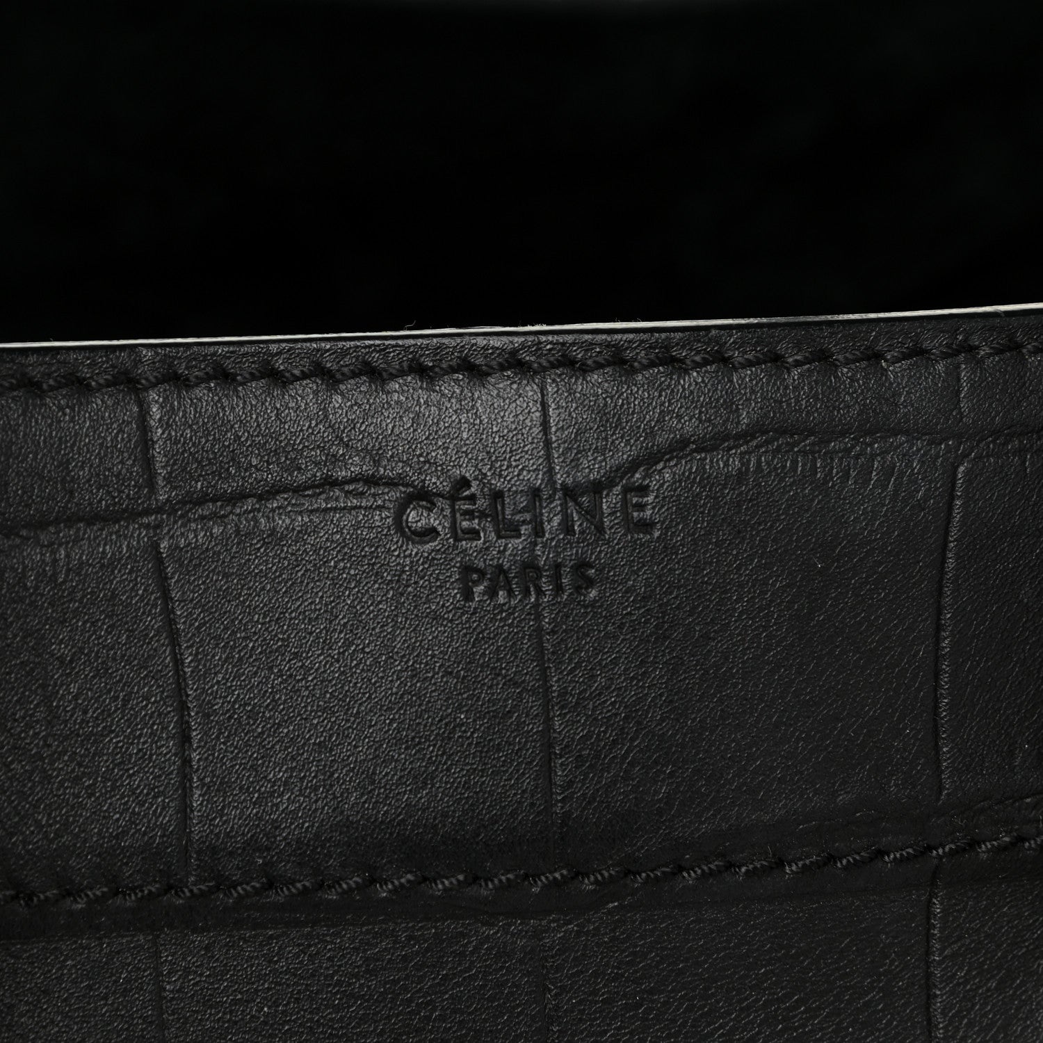 Celine Crocodile Embossed CELINE Calfskin Crocodile Embossed Medium Phantom Luggage Black Medium Phantom Luggage Black 12 of 16