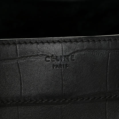 Celine Crocodile Embossed CELINE Calfskin Crocodile Embossed Medium Phantom Luggage Black Medium Phantom Luggage Black 12 of 16