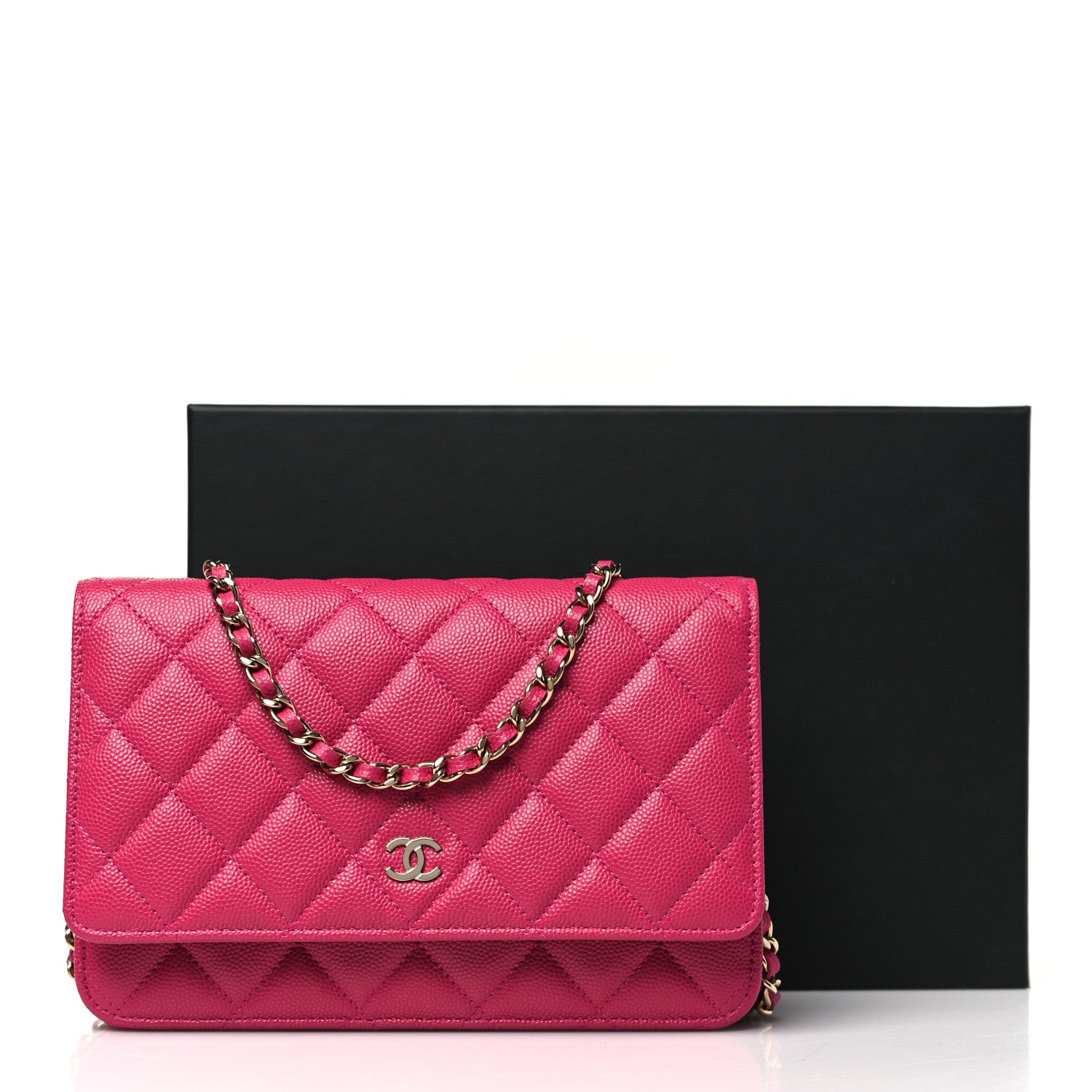 Chanel Caviar Quilted Wallet on Chain WOC Fuchsia 12 of 12