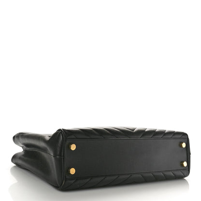 Saint Laurent Grain De Poudre Matelasse Chevron Monogram Shopping Bag Black 4 of 11