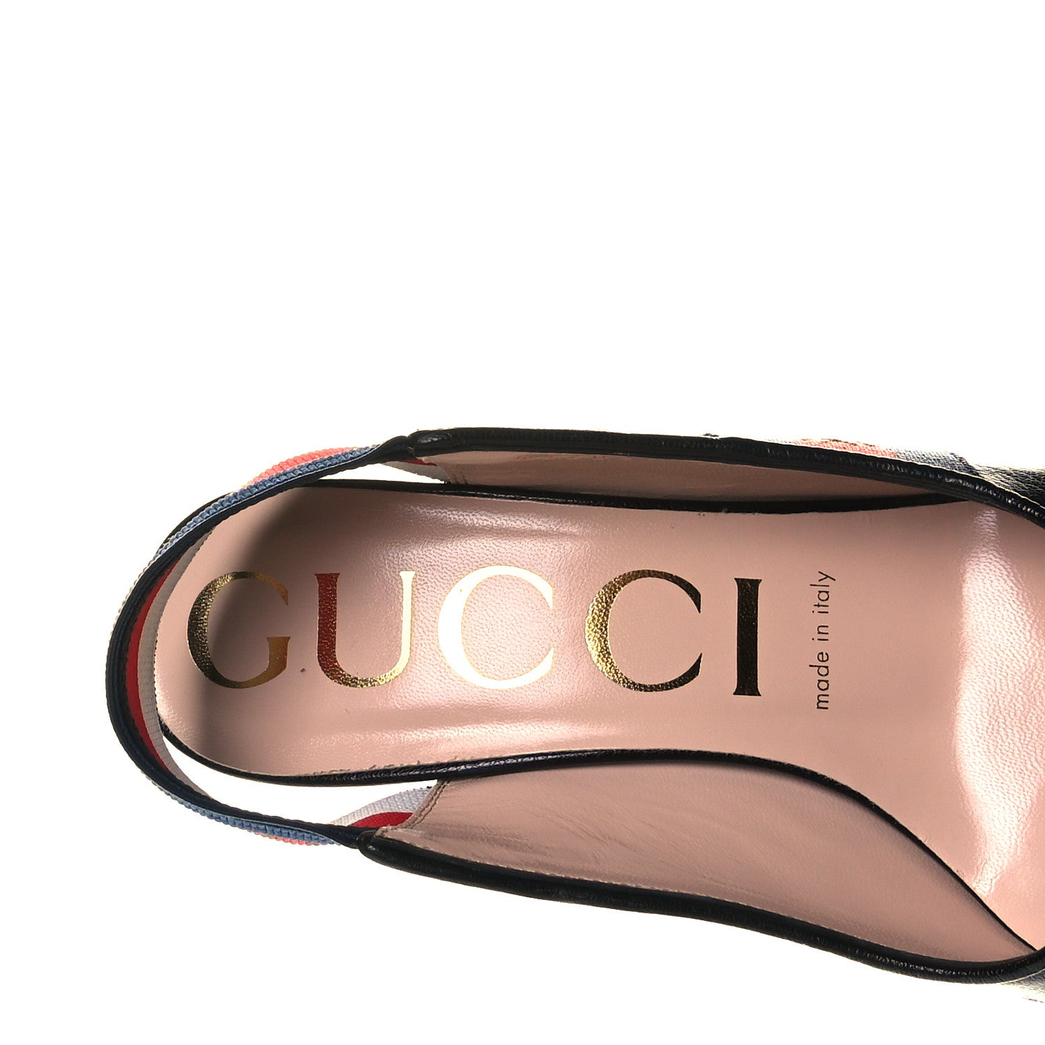 Gucci Malaga Kid Web Bee Star Embroidered Sylvie High Heel Slingback Pumps 37 Black 7 of 9