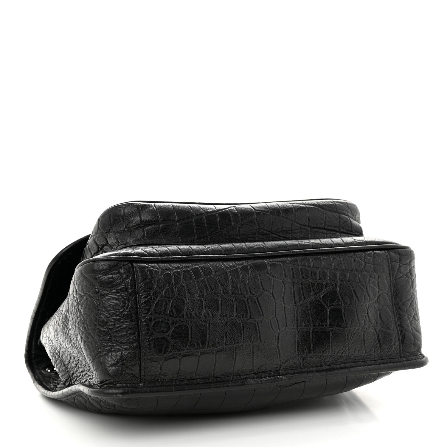 Saint Laurent Crocodile Embossed Lambskin Monogram Medium Niki Chain Satchel Black 4 of 12