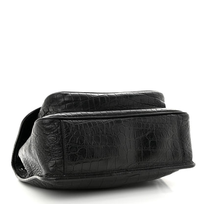 Saint Laurent Crocodile Embossed Lambskin Monogram Medium Niki Chain Satchel Black 4 of 12