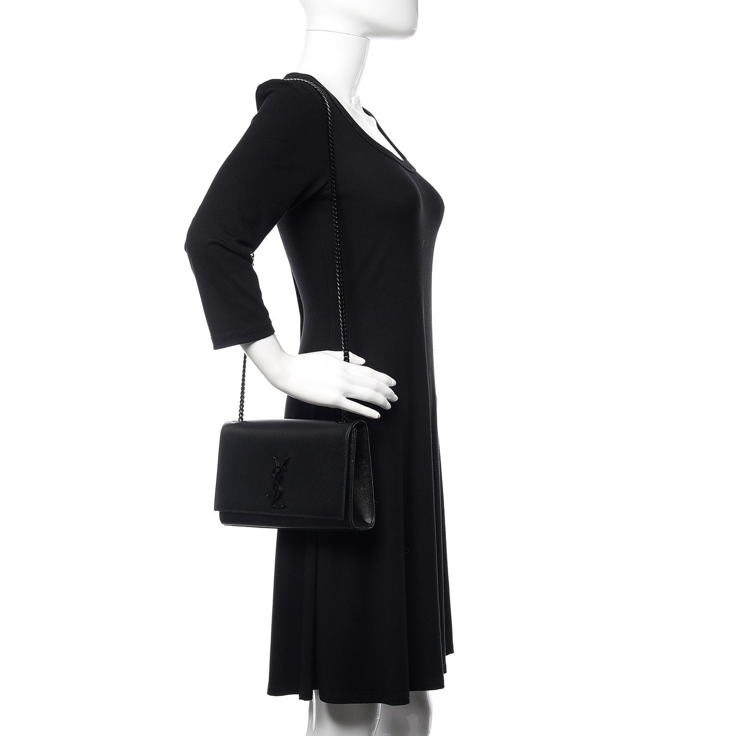 Grain De Poudre Medium Classic Monogram Kate Satchel Black